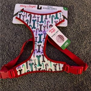 Merry & Bright Reversible Dog Harness - Red and Multicolor